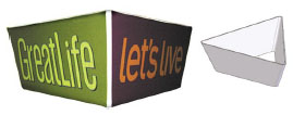 tapered triangle trade show exhibit overhead sign